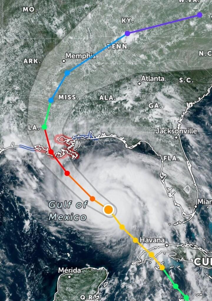 Path of Hurricane Ida 2021