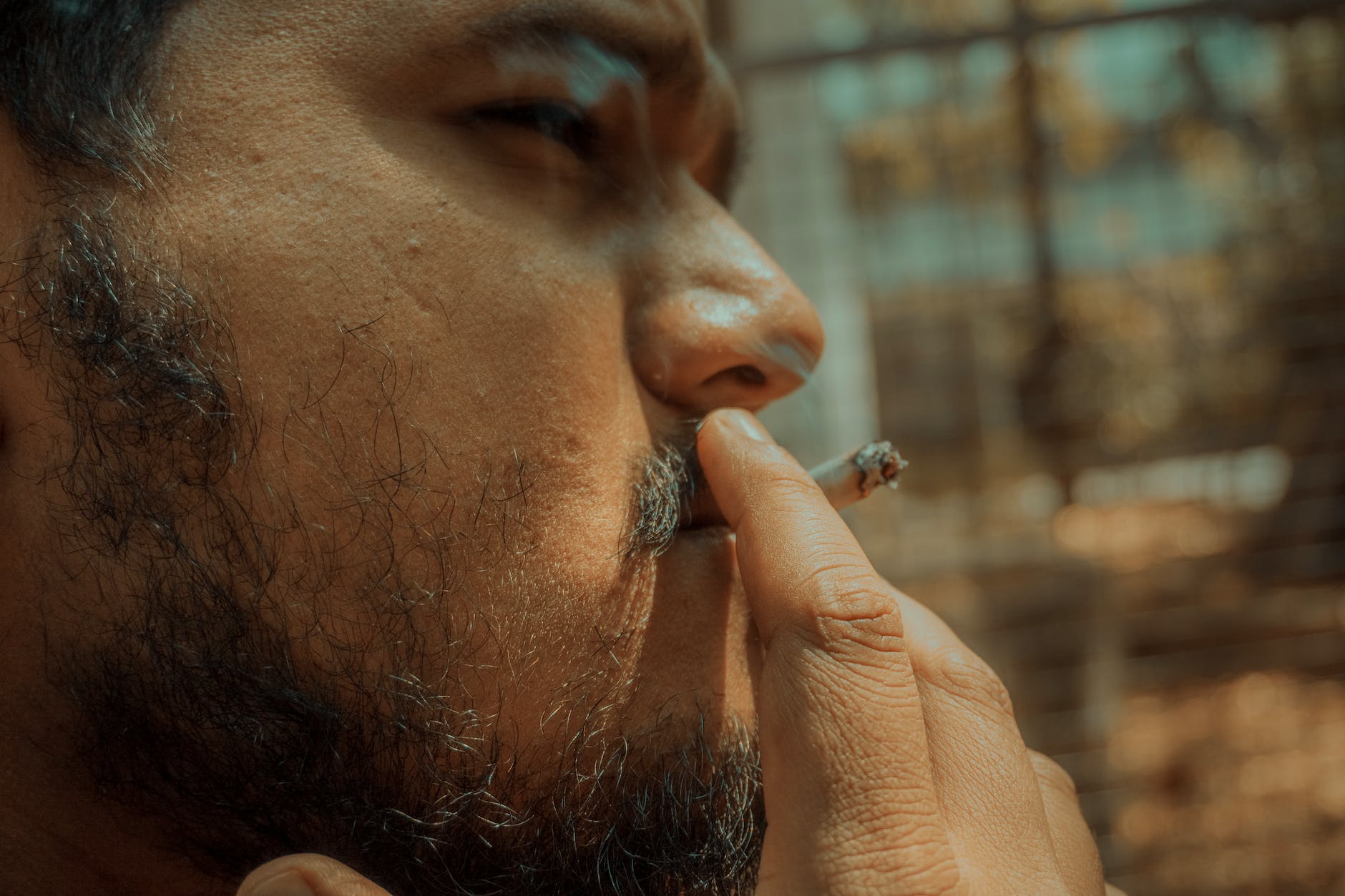 smoking man in close up