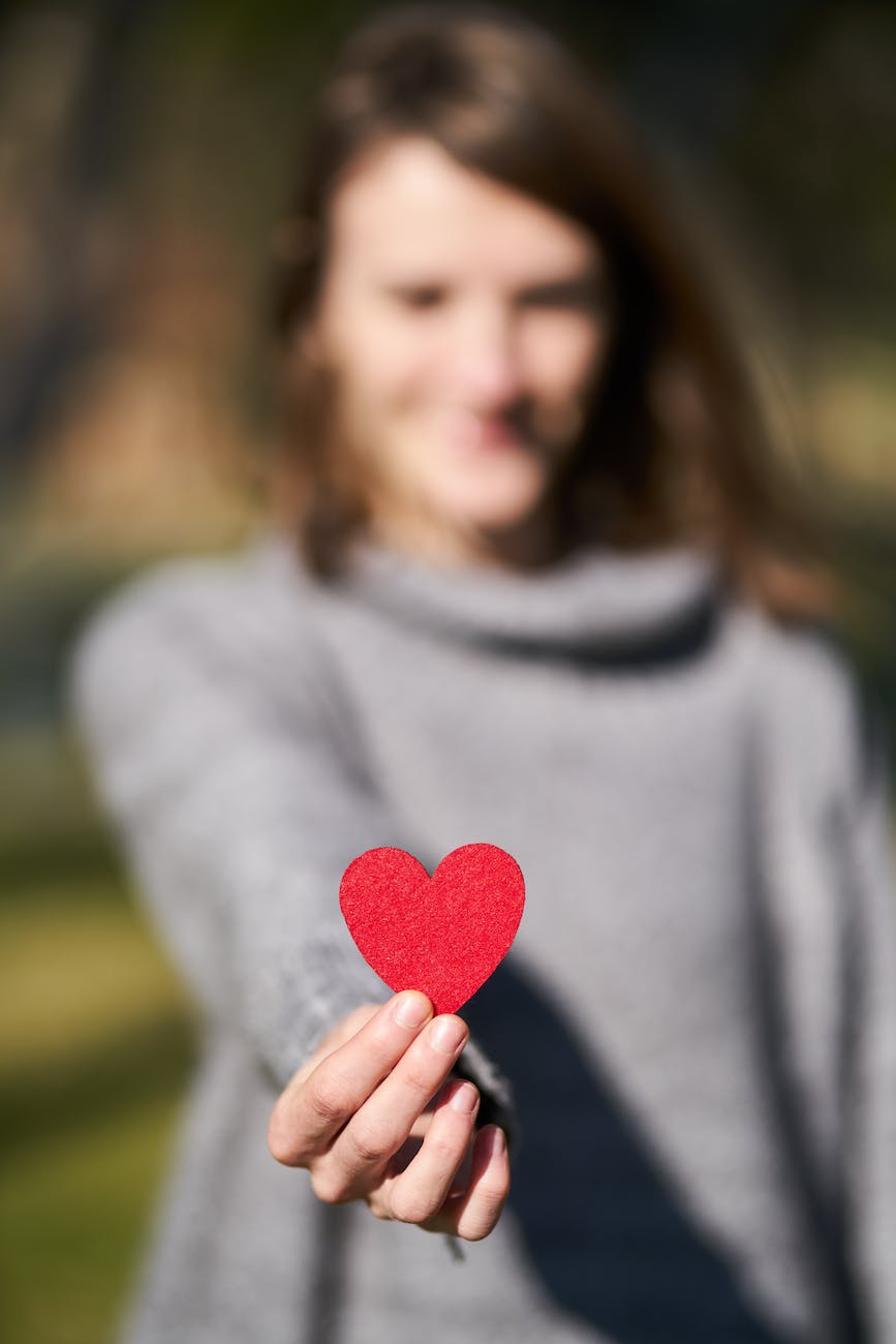 macro shot of heart shaped cut out