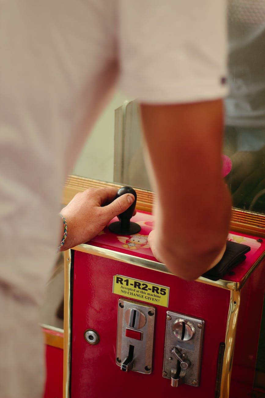 crop man playing slot machine