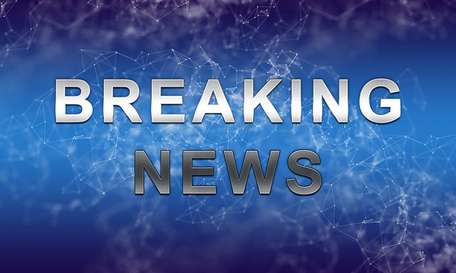 Simple image with blue wintry digital background and text that say breaking news