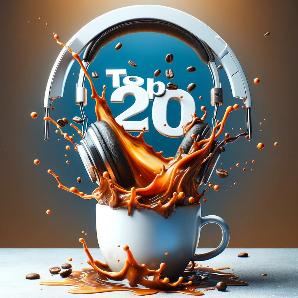 Image of headphones falling into a cup of coffee