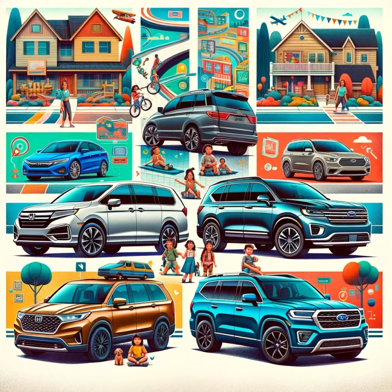Image of various family automobiles side by side
