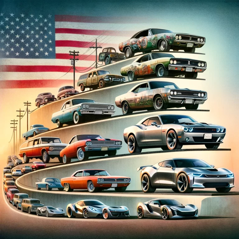 Image depicting the evolution of the american automobile