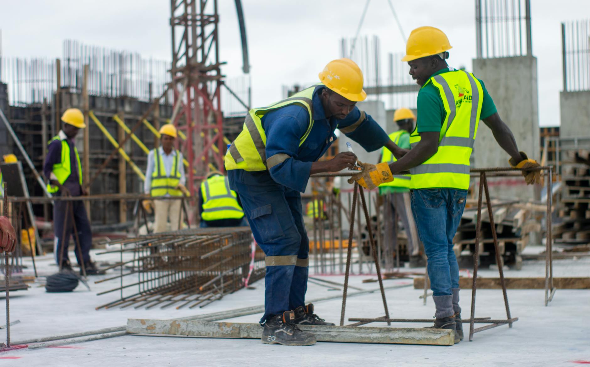 construction workers on the building site