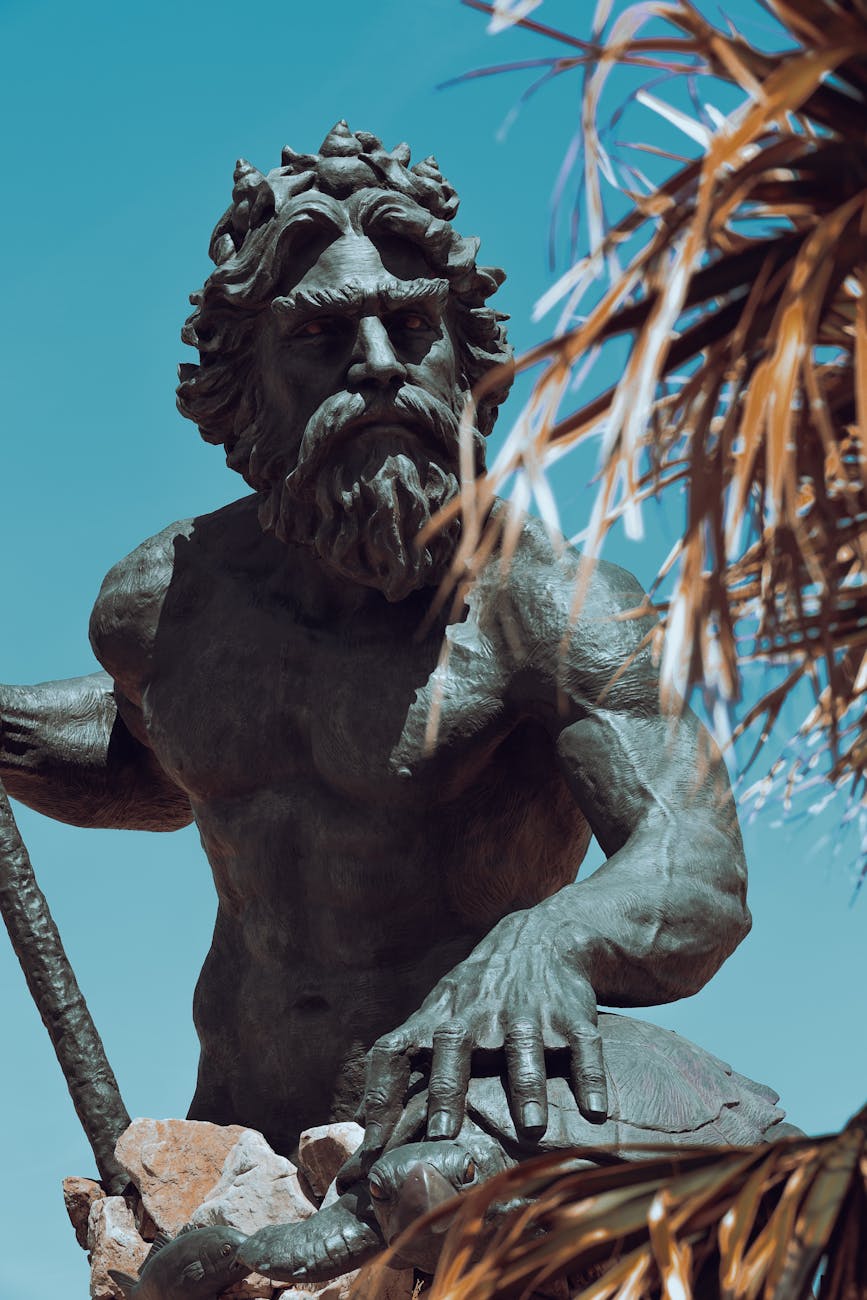 close up of the neptune statue in virginia beach virginia usa