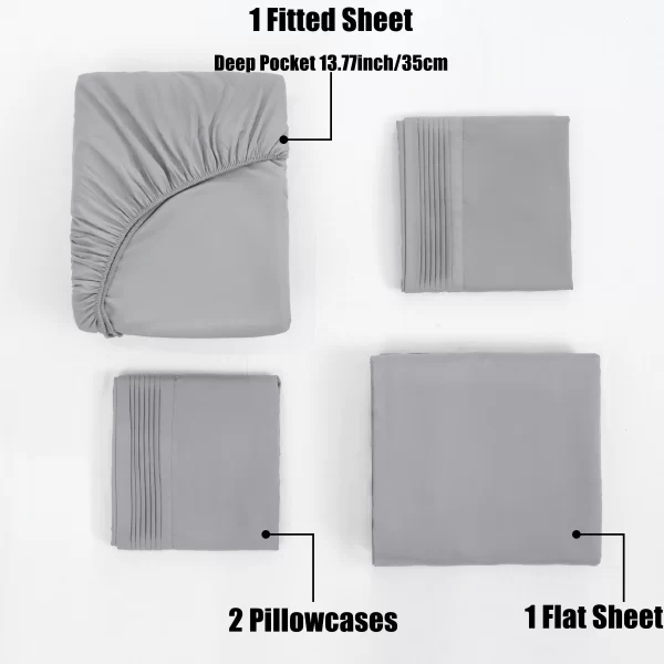 RTS Wholesale Hotel Luxury Solid 4 Pcs Bed Sheets 100% Double Brushed 120GSM High Quality Polyester Soft Sheet Sets Bedding - Image 3