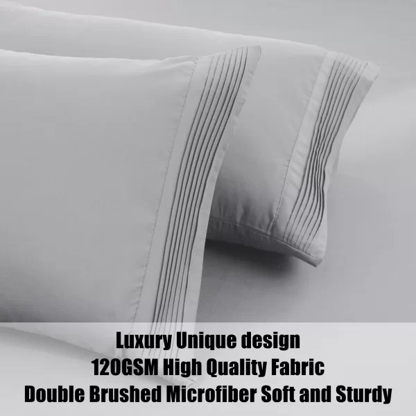 RTS Wholesale Hotel Luxury Solid 4 Pcs Bed Sheets 100% Double Brushed 120GSM High Quality Polyester Soft Sheet Sets Bedding - Image 4