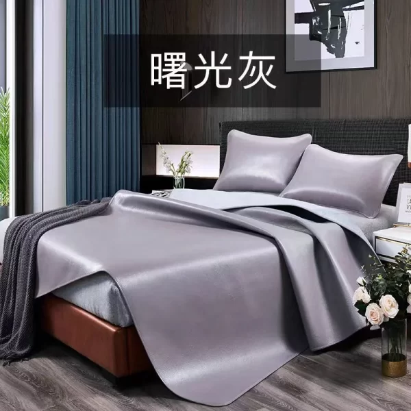 Luxury Solid Color Natural Cowhide Leather Bed Sheets Summer Sleep Mat Adults Sleeping Mat - Image 5