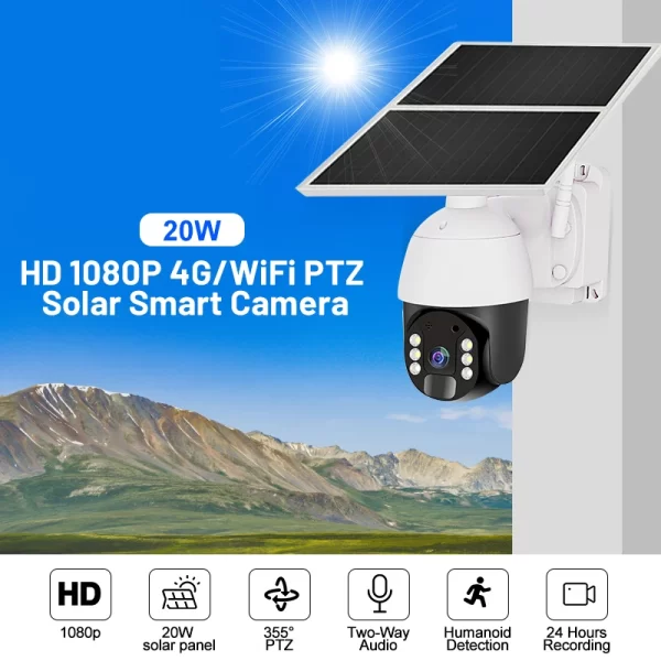 4G SIM Card 1080P HD Solar Panel Outdoor CCTV Camera with Two-Way Audio & Intrusion Alarm - Image 4