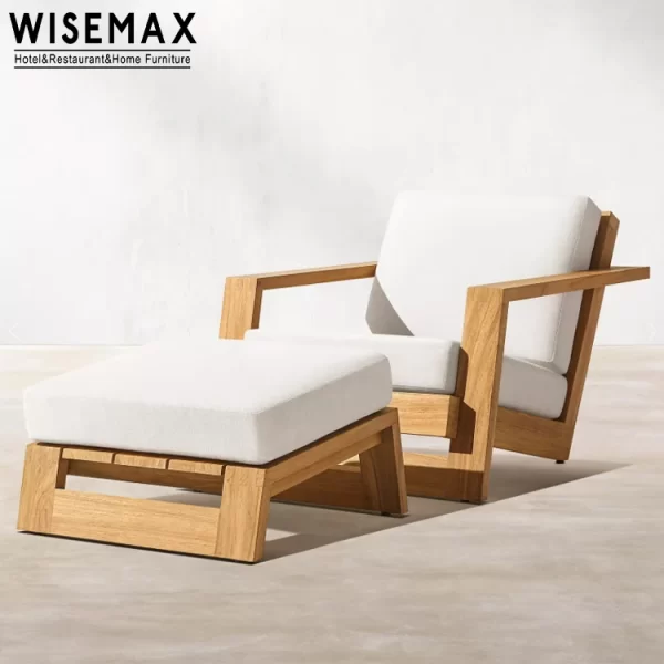 WISEMAX FURNITURE Outdoor Wood Accent Leisure Chair Ottoman - Image 3