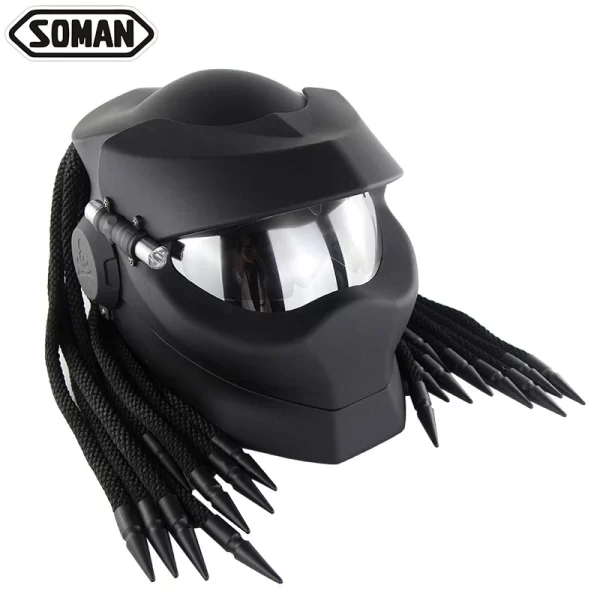 Customized Predator Motorcycle Helmet - Flip-Up, Silver Lens - Image 6