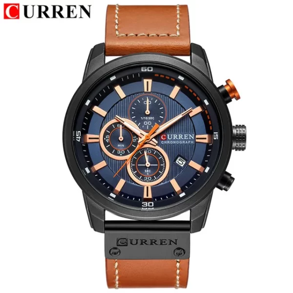 CURREN Watch for Men Japan Quartz Movement Leather Strap Big Dial Casual Sport Calendar Waterproof Watch 8291 relogio masculino - Image 3