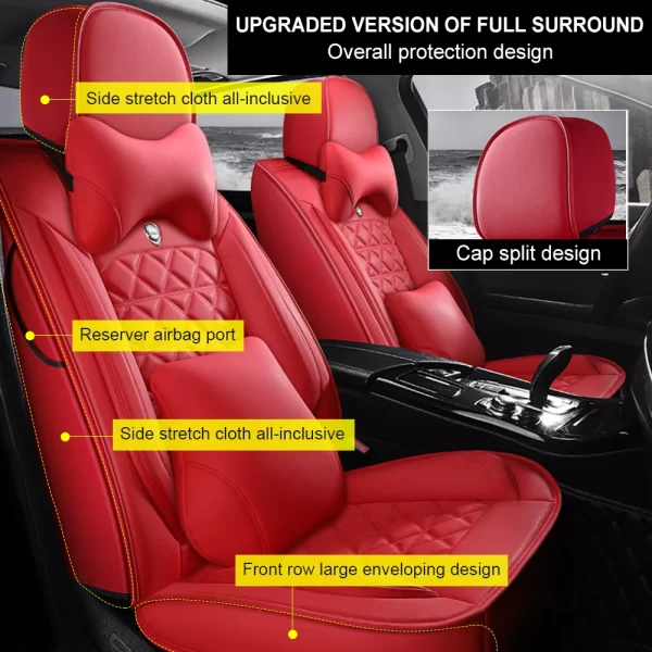 high quality  Coverage Latest Black Car Seat Cover Suitable for Most Models Breathable Leather Car Seat Cove Full set  universal