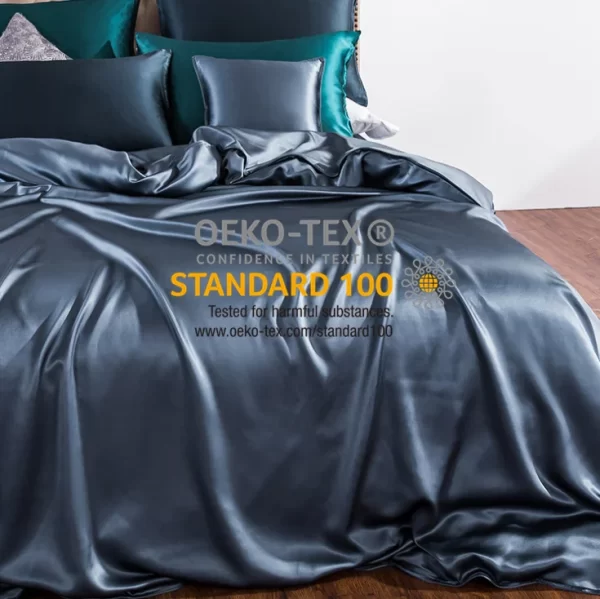 Luxury Silk Bedding Set 19MM Silk Duvet Cover Silk Pillowcase and  Fitted Sheet Mulberry  Bedding Set - Image 3