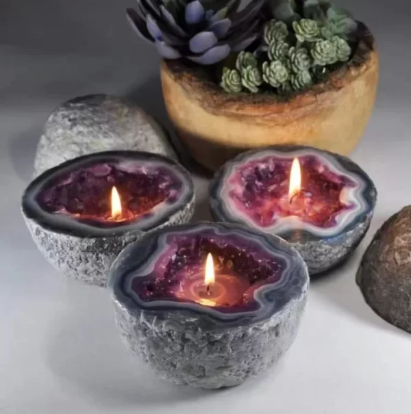 Wholesale Creative Candle Bowl Retro Resin Artifact Tabletop Decoration Crystal Geode Candle Home Decor Tabletop Decor - Image 4