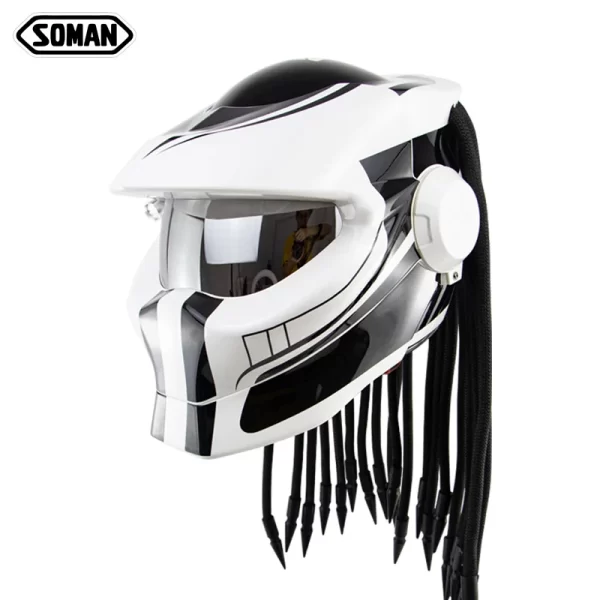Customized Predator Motorcycle Helmet - Flip-Up, Silver Lens - Image 2