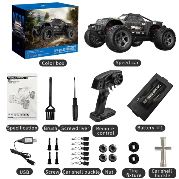 HOSHI KF10 1/10 Scale RC Truck – 45KM/H High-Speed Off-Road Vehicle, 4WD, Remote Control Car, Climbing Toy Gift - Image 5