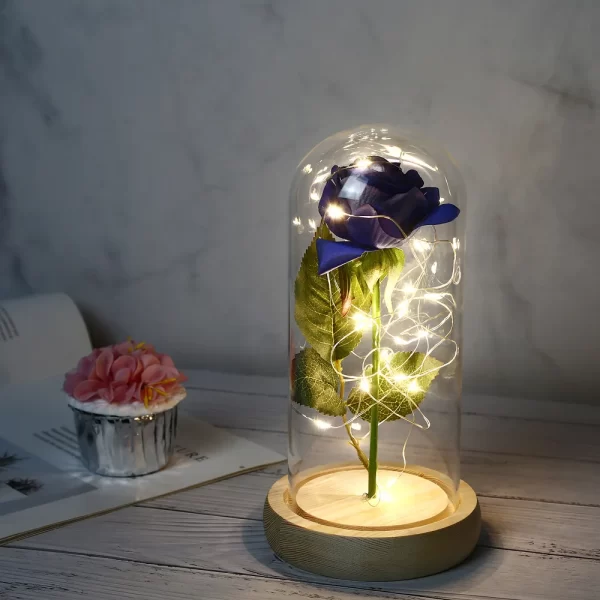 Enchanted Red Rose in Glass Dome with LED Light - Gift & Decor