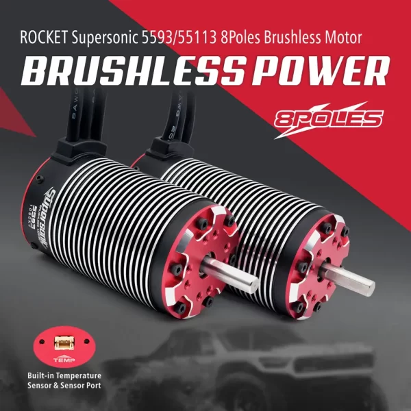 Rocket 5593 680KV Brushless Motor with Temperature Sensor for 1/5-1/7 RC Buggy Cars - Image 5