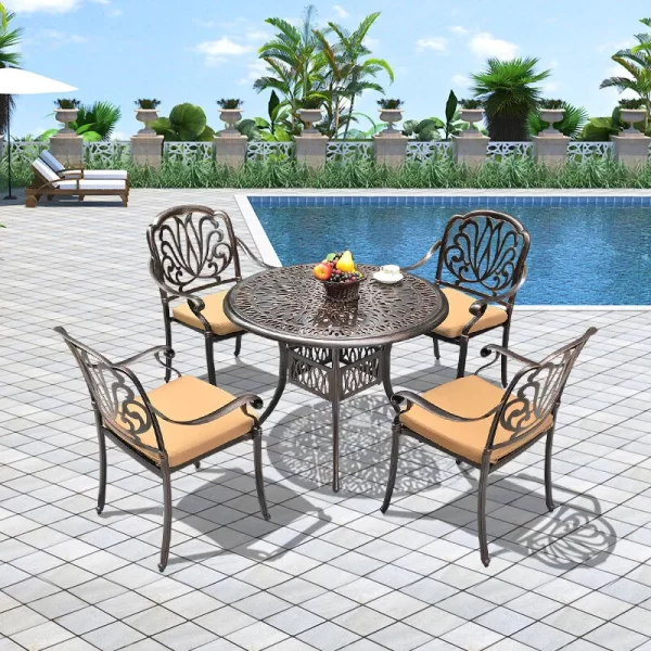 Outdoor Furniture Patio Sets Wrought Iron Aluminum  Table and Chairs