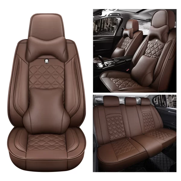 high quality  Coverage Latest Black Car Seat Cover Suitable for Most Models Breathable Leather Car Seat Cove Full set  universal - Image 4