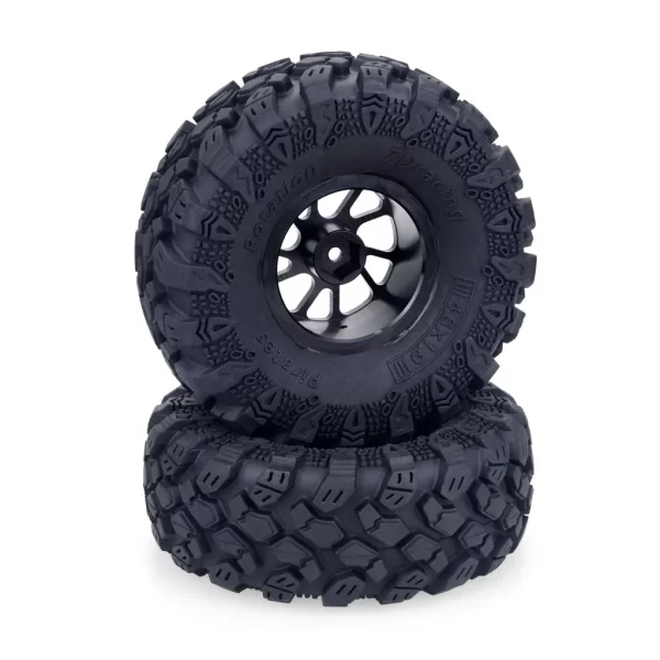 4Pcs 1.9" Rubber Tires & Metal Wheel Rims – 12mm Hex for 1/10 RC Rock Crawler SCX10 - Image 2