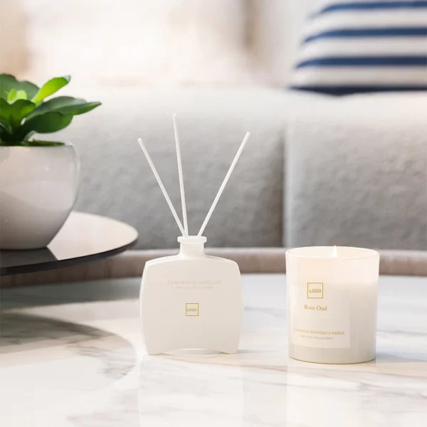 Natural Christmas Gift Widely Used Luxury Soy Wax Glass Jar Scented Candle and Reed Diffuser with Gift Box - Image 4