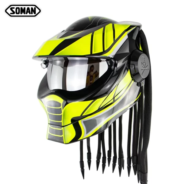 Customized Predator Motorcycle Helmet - Flip-Up, Silver Lens - Image 4