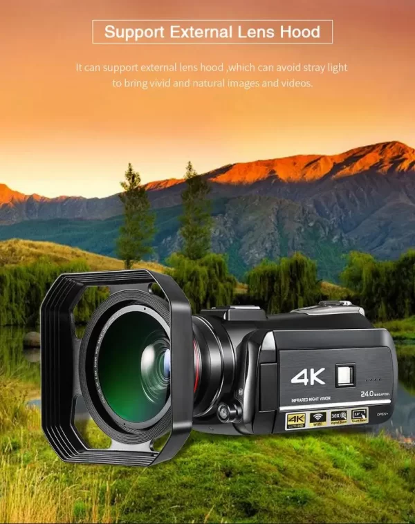 Winait 4K Night Vision Digital Video Camera - 3.0" Touchscreen - Image 4
