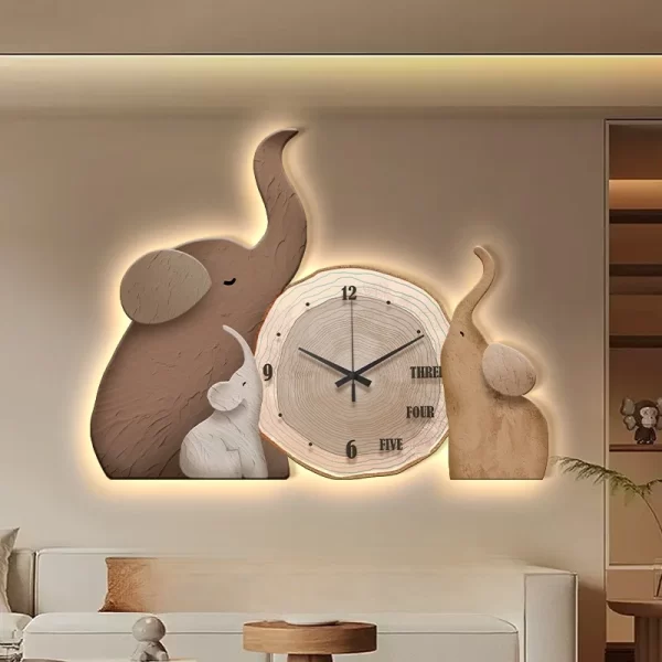 Entrance Decoration Painting Elephant LED Simulation Green Plant wall art and Home Decoration - Image 6