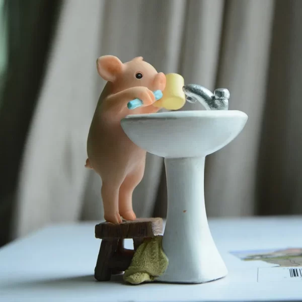 Z12998A Everyday Home Decor Garden Miniature Animal Figurines Desktop Decoration Cute Pig Figure Toys Gift Articles for Children - Image 4