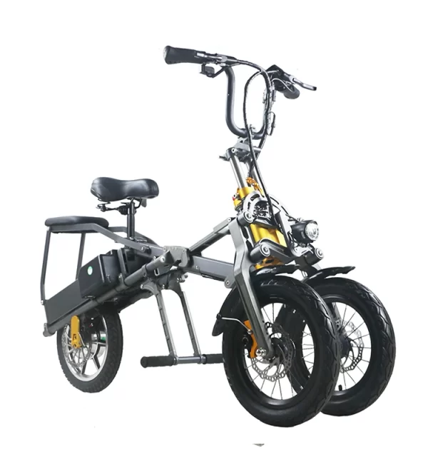 Lightweight Folding 3-Wheel Electric Bike with Dual 48V Batteries - 350W Motor - Image 2