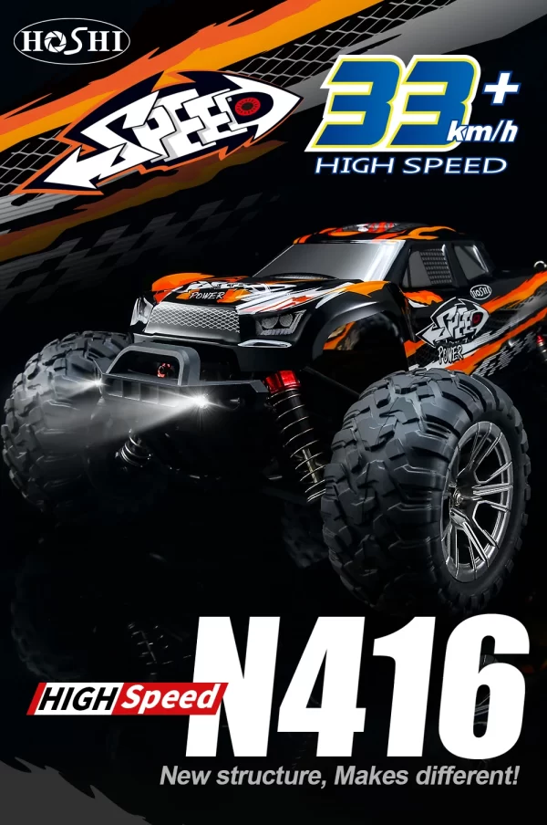 HOSHI N416 1/16 4WD High-Speed Monster Truck – 36KM/H Off-Road RC Vehicle - Image 5