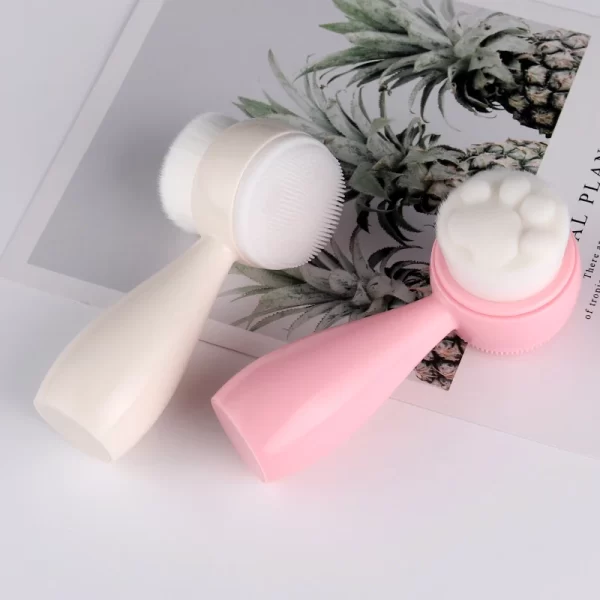 China Factory Cat Paw Shape Silicon Facial Cleanser Abs Plastic Handle Cleaner Facial Cleansing Brush - Image 2