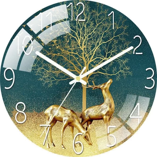 Customizable 12 inch Tempered Glass Wall Clock Deer Wall Clock Home Decor for Home Living Room Decoration - Image 6