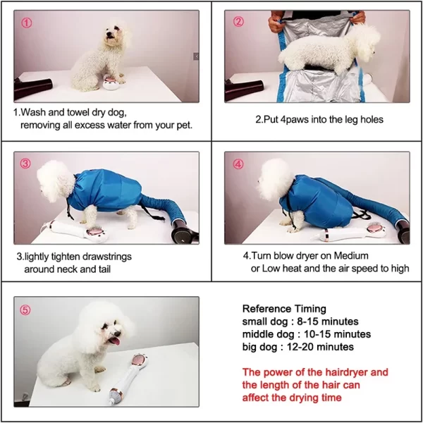 Folding Dog Dry Bag Bath Bathing Tools For Dogs Pet Hair Dryer Blow Bag Cat Drying Bag Pets Cleaning Grooming Accessories - Image 3