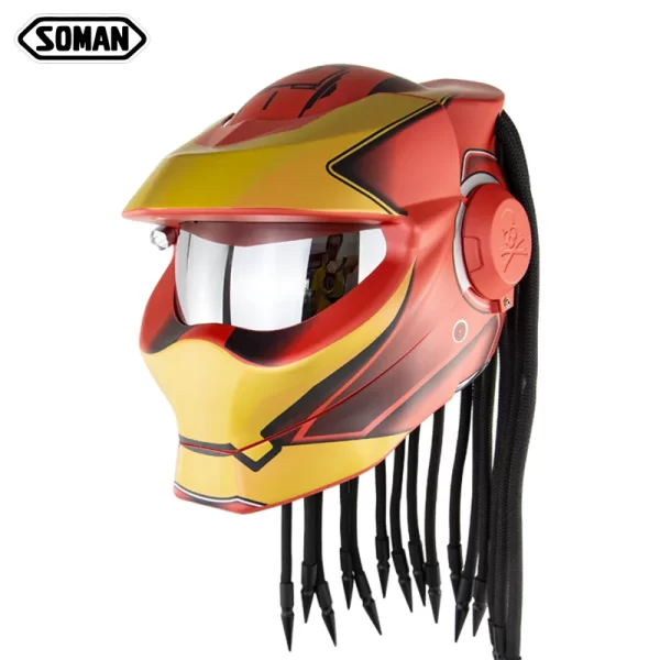 Customized Predator Motorcycle Helmet - Flip-Up, Silver Lens