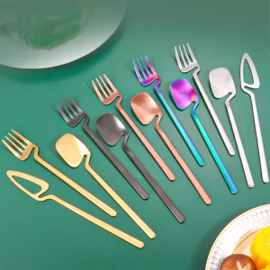 Wholesale 304 stainless steel tableware knife, fork and spoon set personality creative hanging wall cup coffee spoon