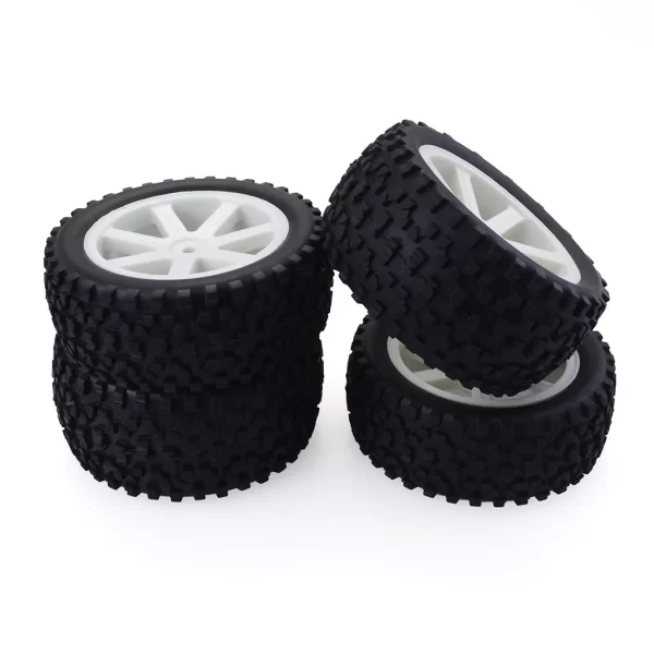 4Pcs Black Pentagram Wheel Rims with High Grip Rubber Tires for 1/10 RC Off-Road Buggy - Image 3