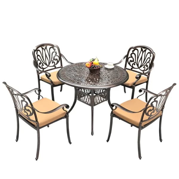 Outdoor Furniture Patio Sets Wrought Iron Aluminum  Table and Chairs - Image 2