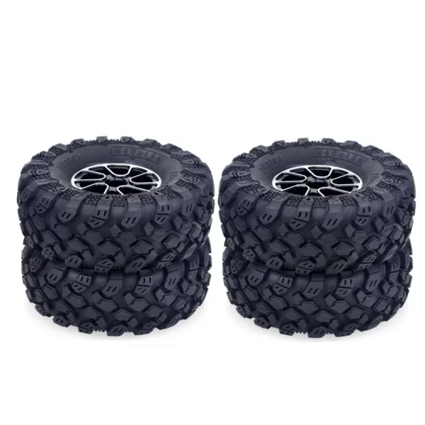 4Pcs 1.9" Rubber Tires & Metal Wheel Rims – 12mm Hex for 1/10 RC Rock Crawler SCX10 - Image 3