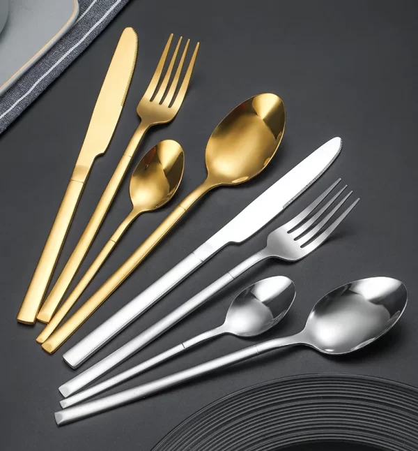 Wholesale Customized Logo Stainless Steel Cutlery Set Luxury Reusable Flatware Dinner Knife Fork Spoon Set - Image 3