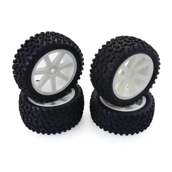 4Pcs Black Pentagram Wheel Rims with High Grip Rubber Tires for 1/10 RC Off-Road Buggy - Image 4