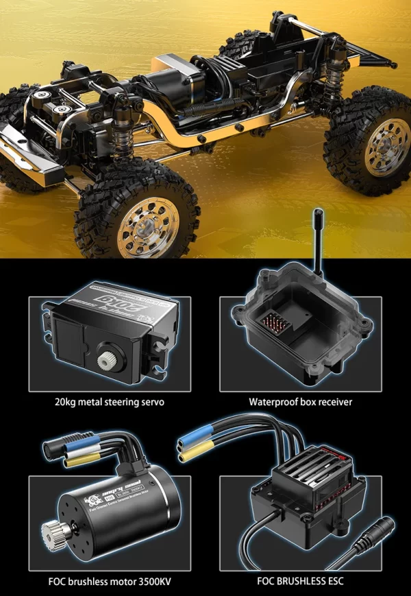 HOSHI MJX H12Y+ 1/12 Brushless 4x4 RC Off-Road Climbing Car – 120m Range - Image 4