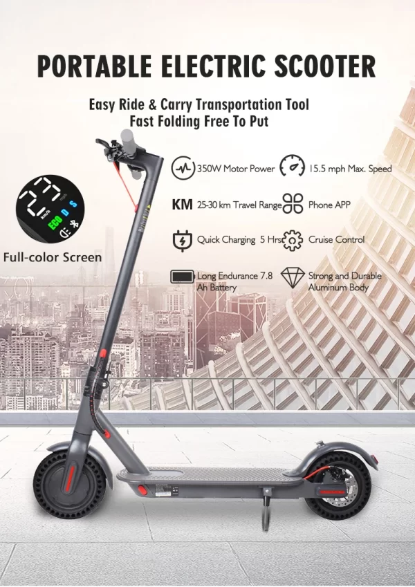 8.5" Folding Electric Scooter - 350W Motor, 36V 10Ah Battery