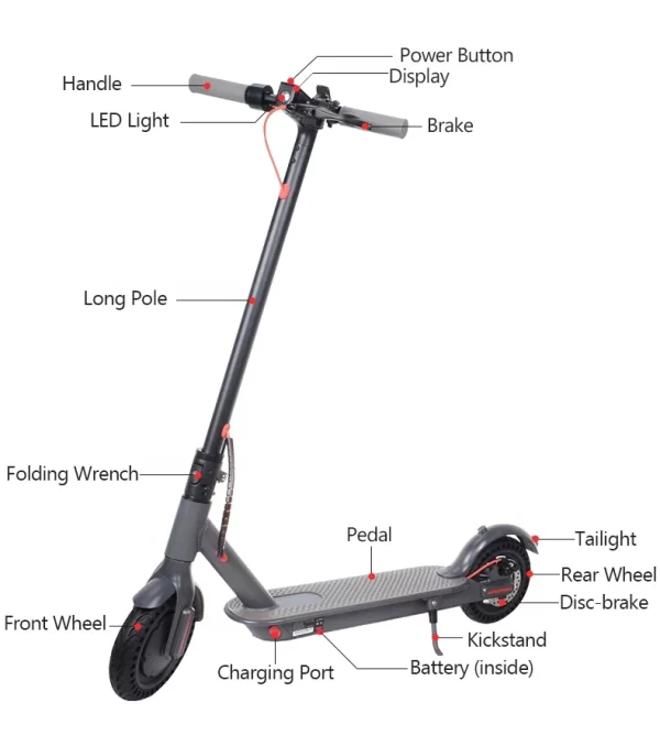 Foldable Electric Scooter - 350W Motor, 8.5" Tires, 25KM/H Max Speed