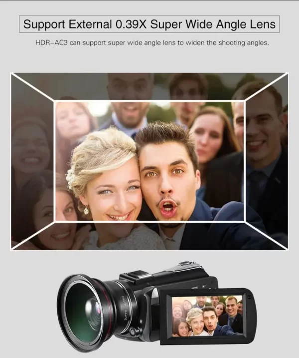 Winait 4K Night Vision Digital Video Camera - 3.0" Touchscreen - Image 2