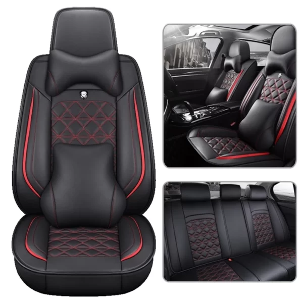 high quality  Coverage Latest Black Car Seat Cover Suitable for Most Models Breathable Leather Car Seat Cove Full set  universal - Image 2