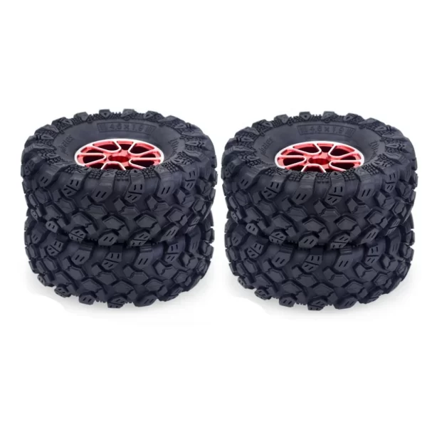 4Pcs 1.9" Rubber Tires & Metal Wheel Rims – 12mm Hex for 1/10 RC Rock Crawler SCX10 - Image 4